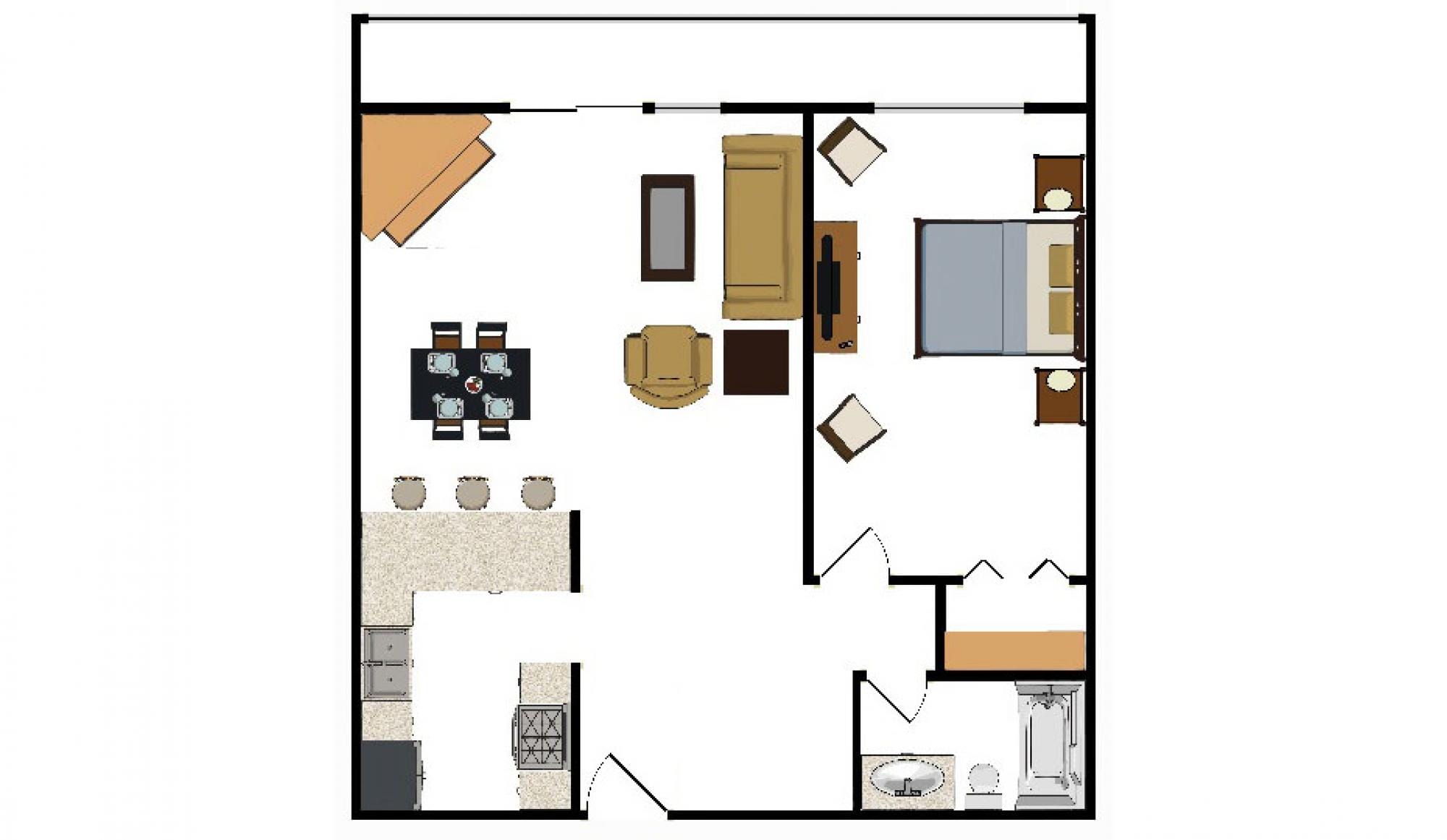 one bedroom layout