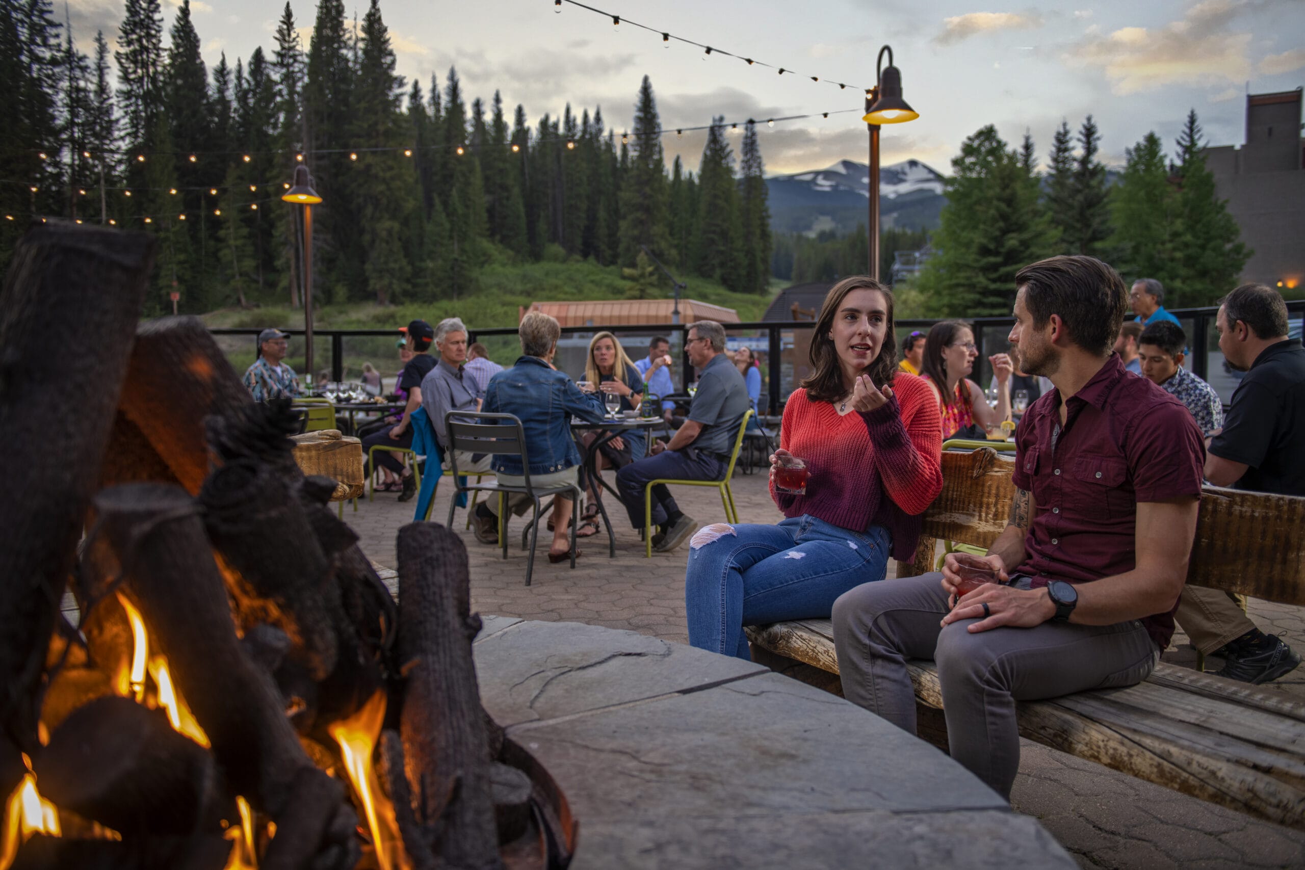 people enjoying cocktails on the Spencer's patio