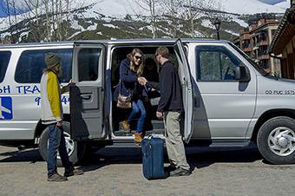 people exiting Fresh Tracks Van