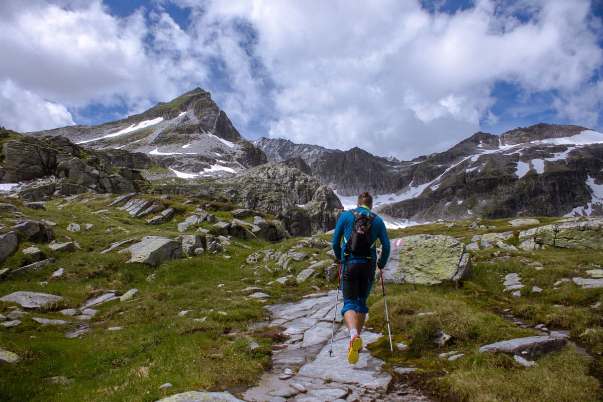 hiker above tree line