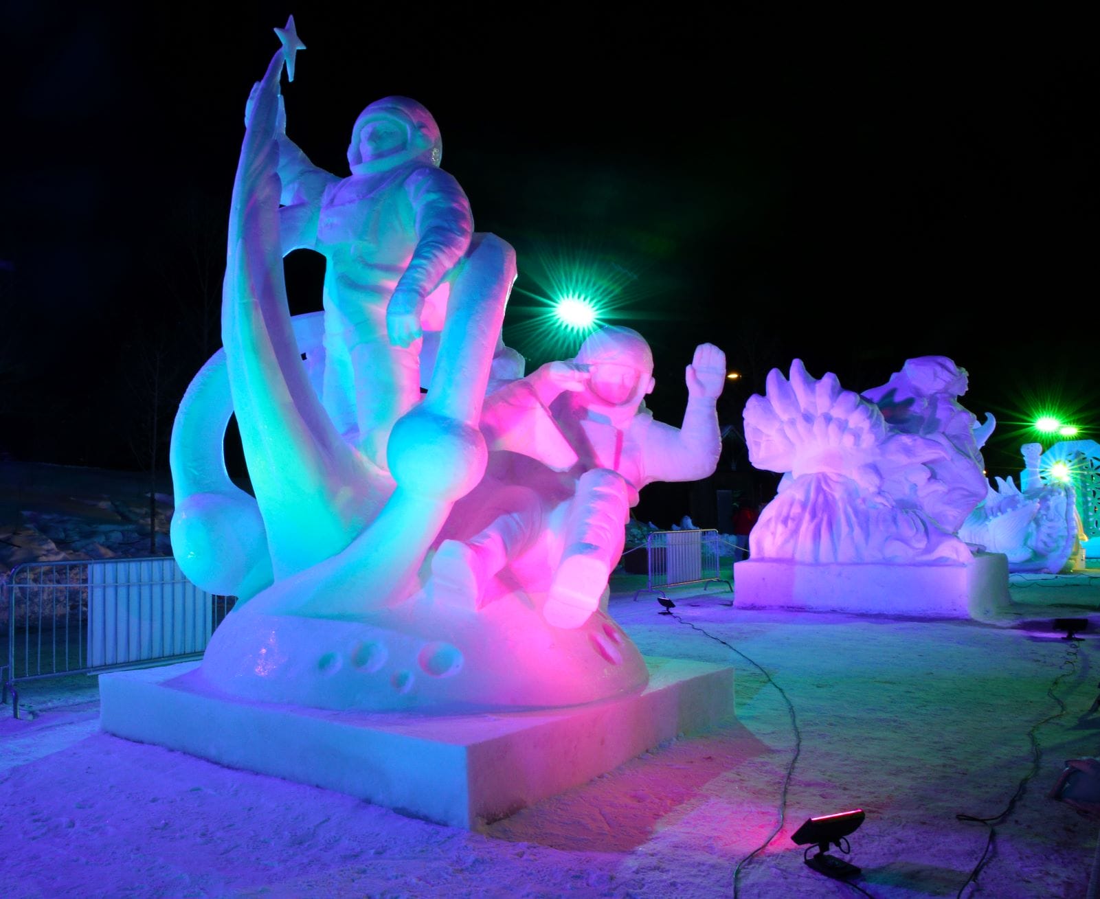 Snow Sculptures at Night