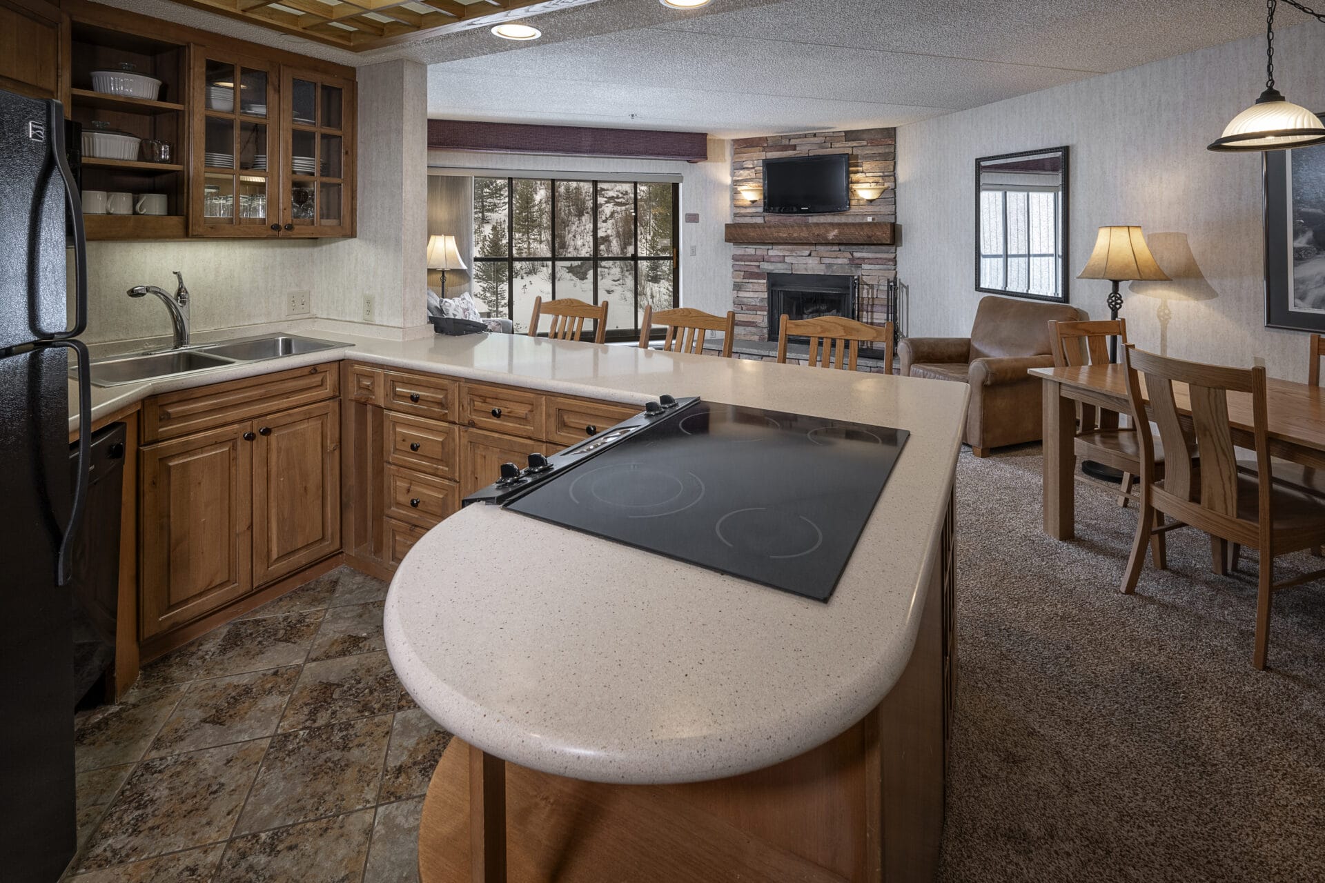 building 4 one bedroom kitchen with living room in background