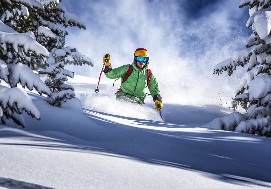 Skier in deep powder