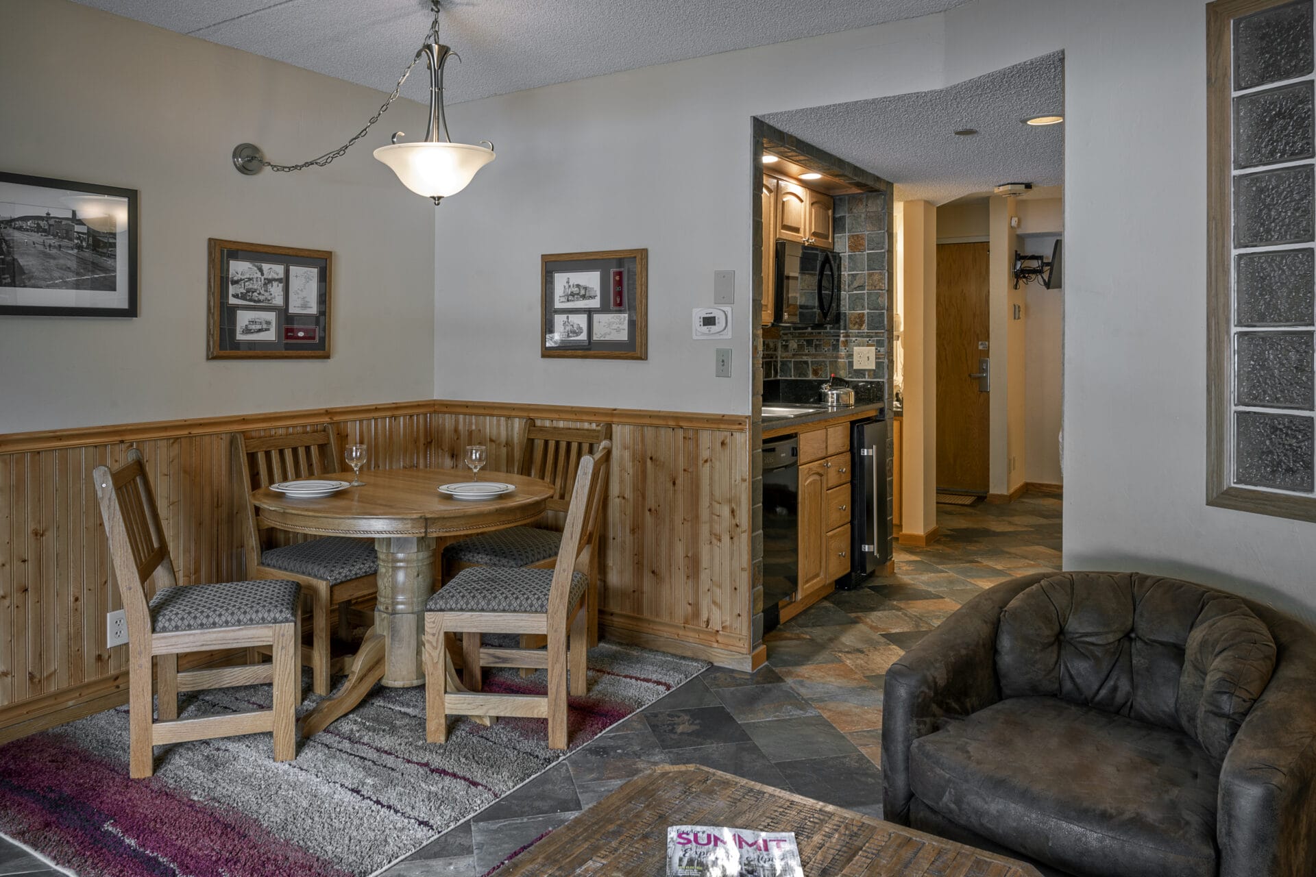 studio dining table and kitchenette