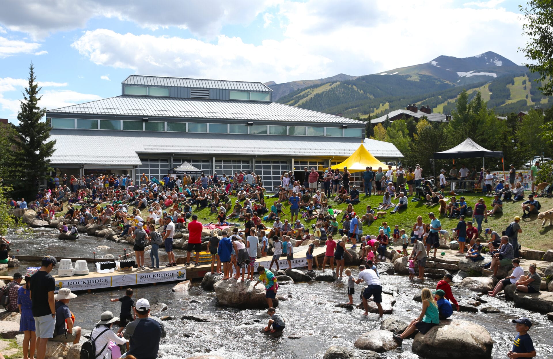 labor day ducky race with the riverwalk center in the background